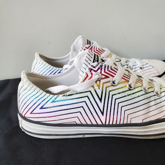 CONVERSE ALL STAR Women's Iridescent Shooting Star Low Top Sneakers, Shoes - Picture 2 of 10